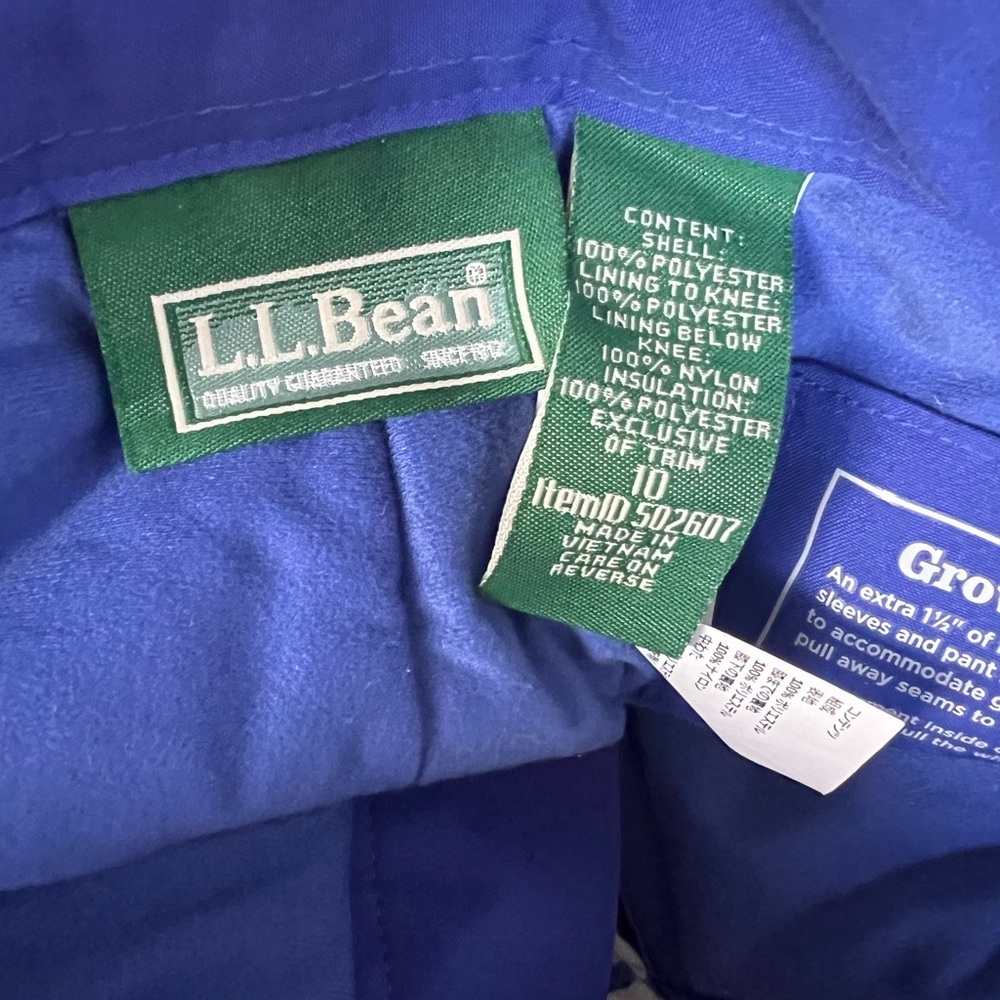 LL Bean Girls Youth Insulated TEK Waterproof Snow Ski Pants Grow Cuffs 10 - Picture 6 of 8